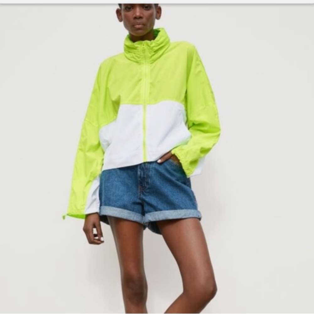 Zara green and white windbreaker/ rain jacket. Worn once